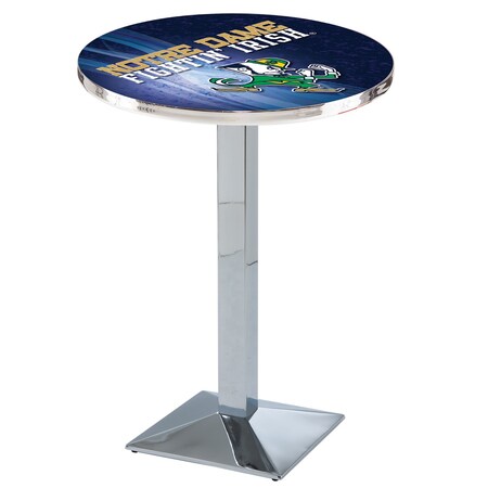Holland Bar Stool Co 36" Chrome Notre Dame Leprechaun Pub Table, 36" dia. Top L217C3636ND-Lep-D2